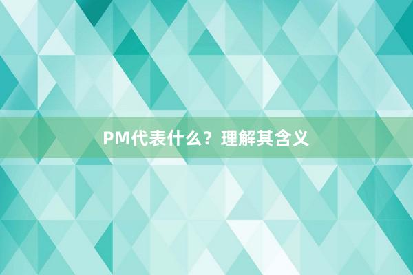 PM代表什么？理解其含义